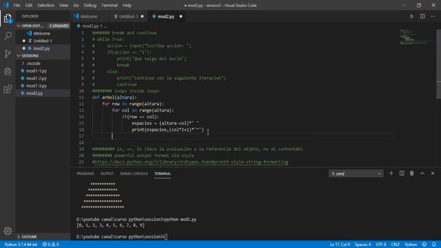 tutorial python - break, continue y print formating style parte 1 смотреть онлайн