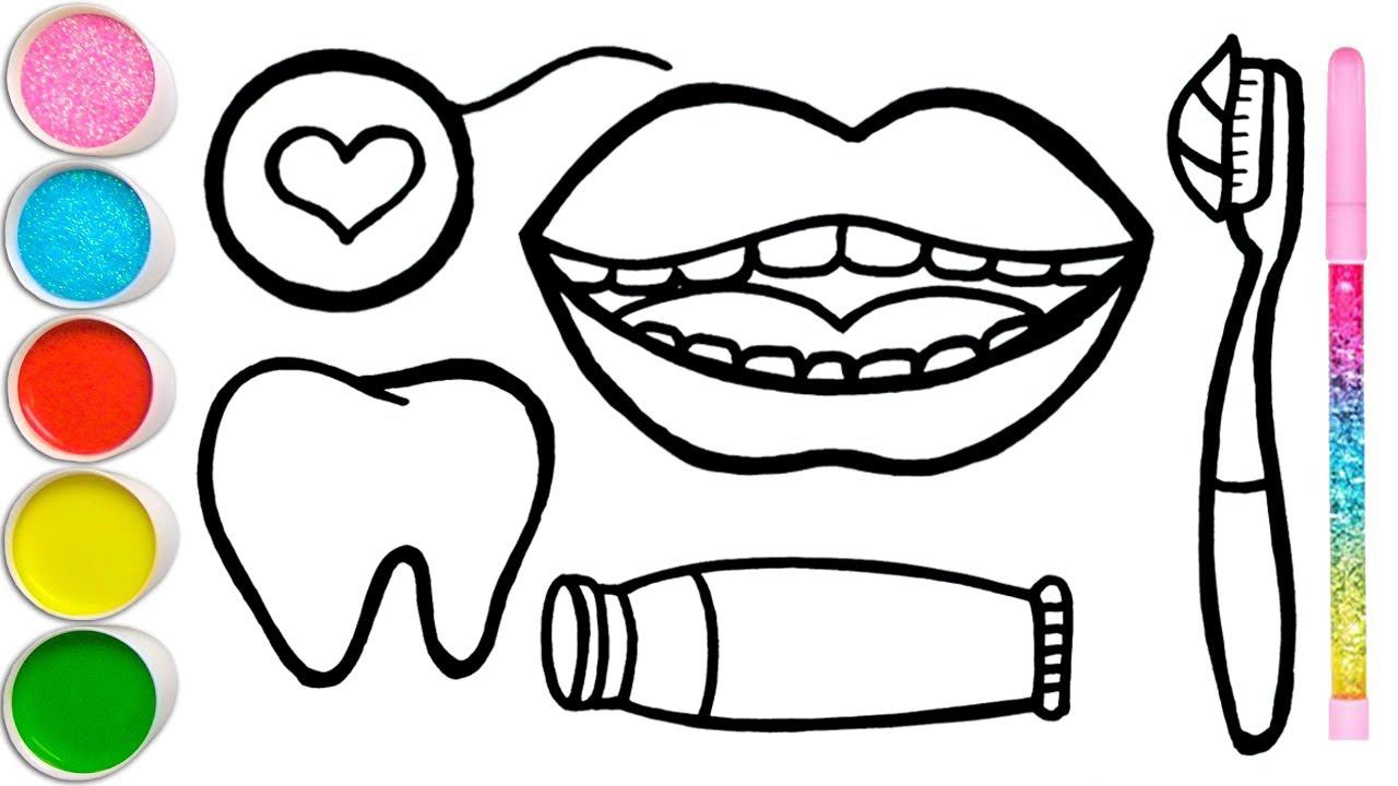 How to draw a tooth, toothbrush and toothpaste for children смотреть онлайн