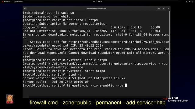 How to install Apache on Red Hat Enterprise Linux 9.1 (RHEL 9.1) !! Add Website !! Updated 2023 !! смотреть онлайн