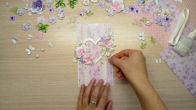 Свадебная открытка с сердечком своими руками/ wedding card scrapbooking/ Card step by step смотреть онлайн