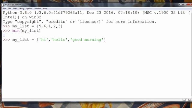 How to get a minimal value of a list in Python programming language - example ( min() function) смотреть онлайн