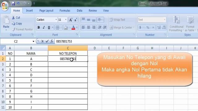 Cara Menulis Nomor Telpon yang di Awali Angka Nol Microsoft Excel смотреть онлайн