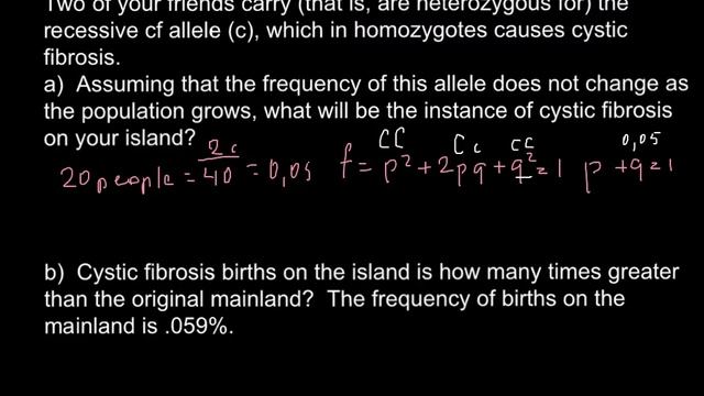 Population Genetics - Founder Effect Problem Solution