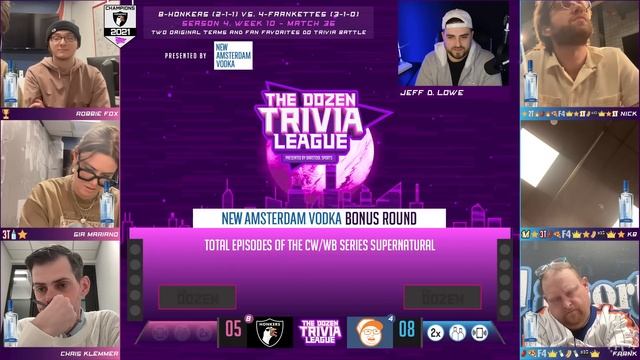 Frank the Tank, Nick, KB & Frankettes vs. Honkers | Match 36, Season 4 - The Dozen Trivia League смотреть онлайн