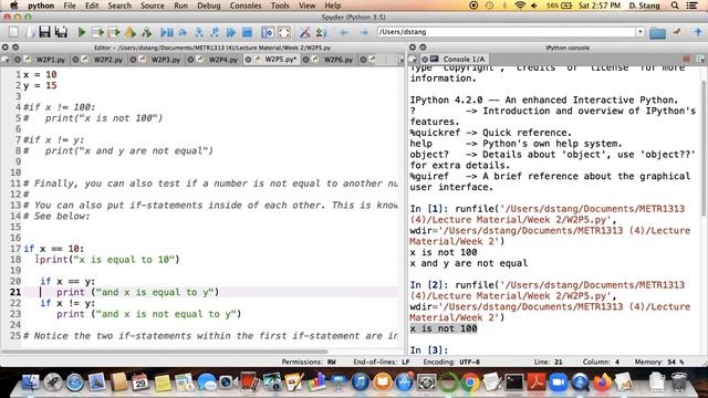 METR1313 - Week 2 - Segment 5: Not-Equal-To Operator And Nested If-Statements смотреть онлайн