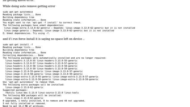Ubuntu: Disk Space full while doing apt-get operation on Ubuntu 14.04 смотреть онлайн