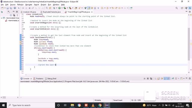 Linked List : Last to Front , lastElementFirst() method in java смотреть онлайн