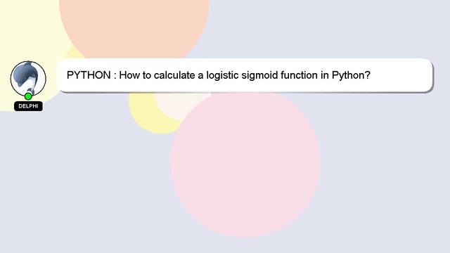 PYTHON : How to calculate a logistic sigmoid function in Python? смотреть онлайн