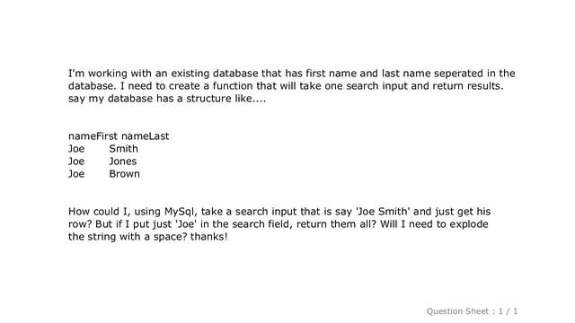 MySQL : Searching full name or first or last name in MySQL database with first and last name in sep смотреть онлайн