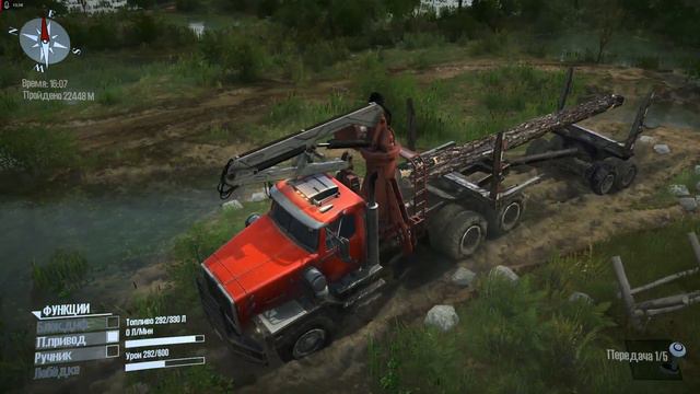 Spintires: MudRunner • Прохождение ➣ Карта Медвежий ручей # 6. Перевозка длинных брёвен на лесопилк смотреть онлайн