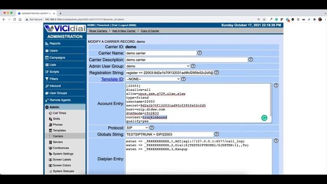 VICIDial Configuration - part2 - Add a new Carrier Trunk смотреть онлайн