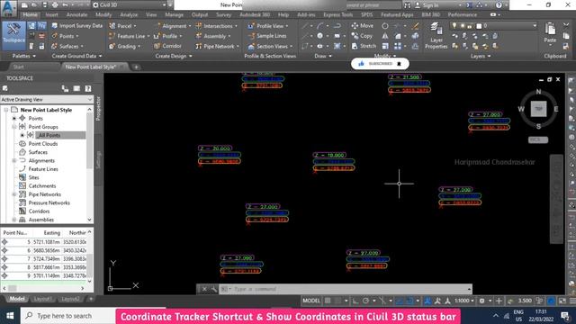 Coordinate Tracker Shortcut & Show Coordinates in Civil 3D status bar смотреть онлайн