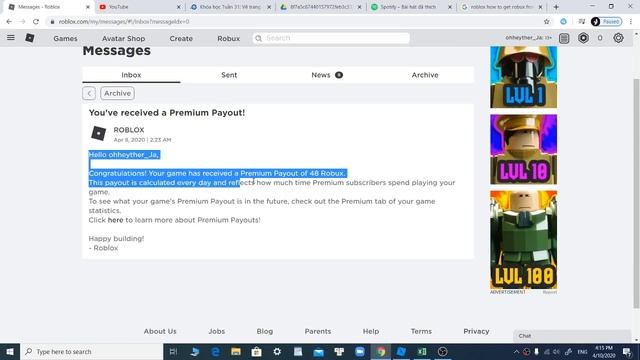 So I received a Premium Payout in ROBLOX 1 day ago. смотреть онлайн