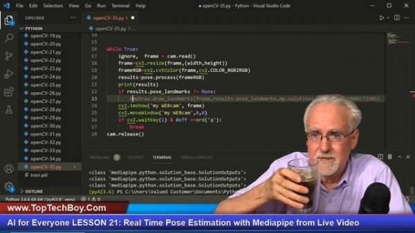 AI for Everyone LESSON 21: Real Time Pose Estimation with Mediapipe and Python
