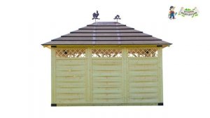 Прямоугольная деревянная беседка П157 со всех сторон.