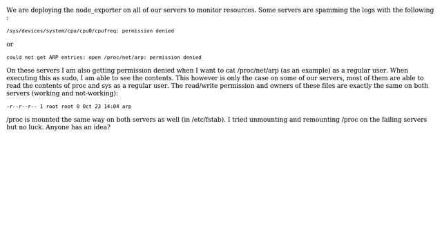 Permission denied on /proc/net/ and /sys/devices/system смотреть онлайн