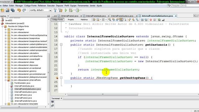 aula 4769 java seIII SINGLETON programacao JInternalFrame chamando outro JInternalFrame e transfe смотреть онлайн