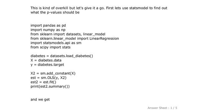 PYTHON : Find p-value (significance) in scikit-learn LinearRegression смотреть онлайн