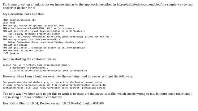Docker In Docker Jenkins on Ubuntu - Permission issue with docker.sock смотреть онлайн