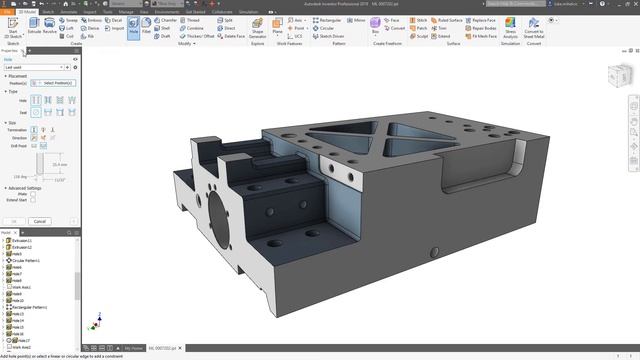 Autodesk Inventor 2019 Hole Command смотреть онлайн