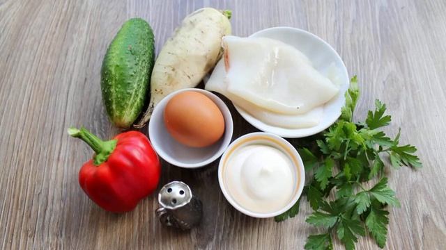Салат из дайкона с кальмарами смотреть онлайн