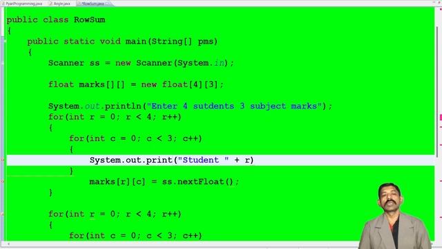 Matrix Calculate Each Row Sum | Store 4 Students 3 Subjects Marks, Display Each Student Total Mark смотреть онлайн