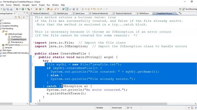Creating a java file with File class object смотреть онлайн