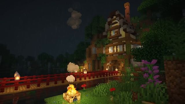 Minecraft Sleep Music And Rain Sounds | Study/Relax | 10 Hours Slowed Down C418 Music And Visuals