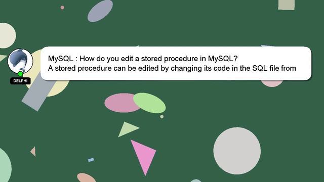 MySQL : How do you edit a stored procedure in MySQL? смотреть онлайн