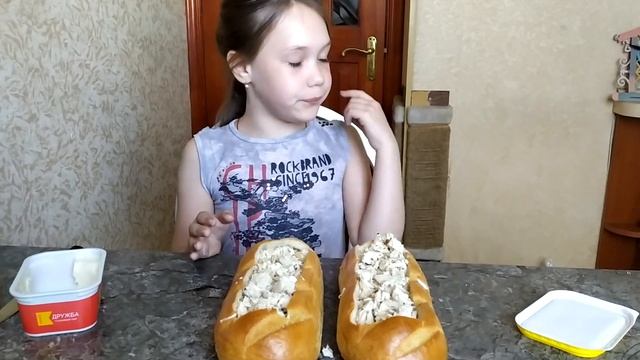 Рецепт.Курица в батоне хлеба./Recipe.Chicken in bread. смотреть онлайн