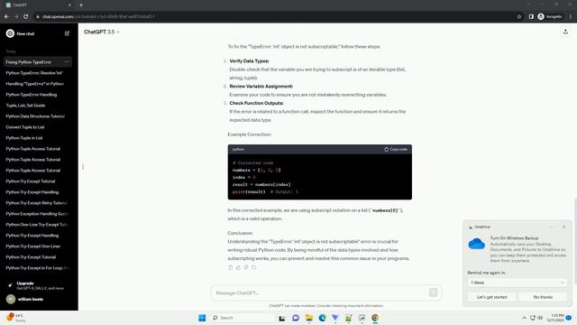 python typeerror int object is not subscriptable смотреть онлайн