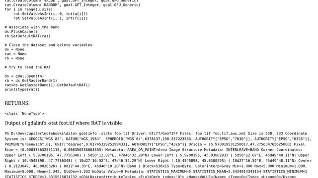 GIS: Read RAT (raster attribute table) using GDAL or other python libraries? смотреть онлайн