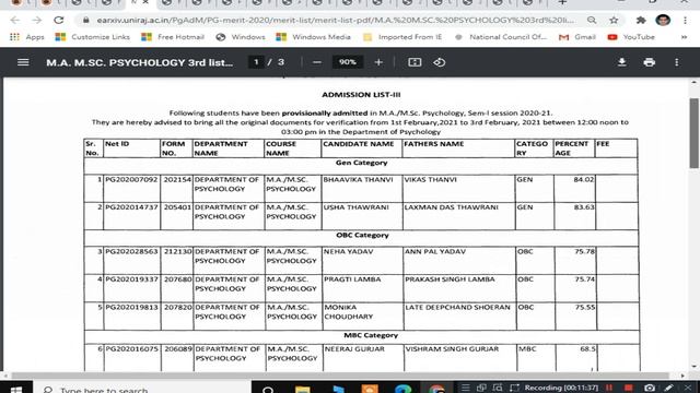 Rajasthan University/UOR PG Admission 2020 Third Merit List Declared смотреть онлайн