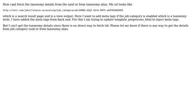 Drupal: How to fetch taxonomy details from uuid or from taxonomy alias? смотреть онлайн