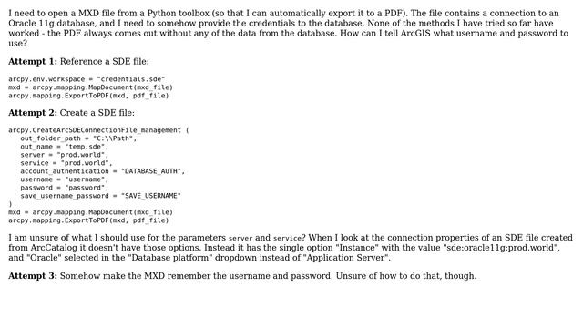 GIS: Provide credentials for Oracle database when opening MXD file? (2 Solutions!!) смотреть онлайн
