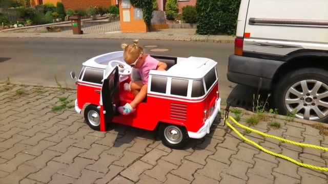 Little Girl Elis Ride On Wheels On The Bus Power Wheel With Cozy Coupe Little Tikes And Dolls Crew