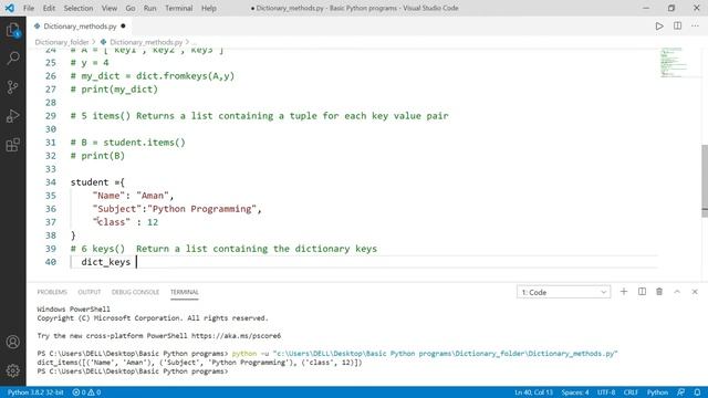 Python Programming - Dictionary methods in python(clear(), copy(), fromkeys(), get(), items() etc. смотреть онлайн