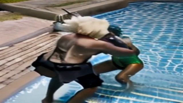 [AI] grandma sword fighting African Tribe in the pool смотреть онлайн