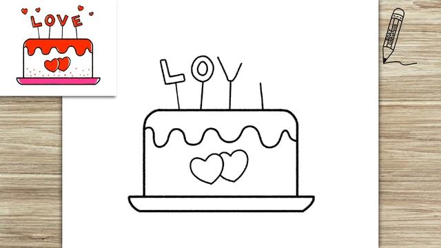 How to Draw Cute Simple Love Cake Step by Step | How to Draw an Easy Cake смотреть онлайн