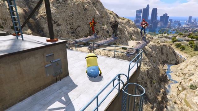 GTA 5 Crazy Ragdolls RED SPIDERMAN VS YELLOW MINION (GTA 5 Euphoria Physics Ragdolls Fails Funny) смотреть онлайн