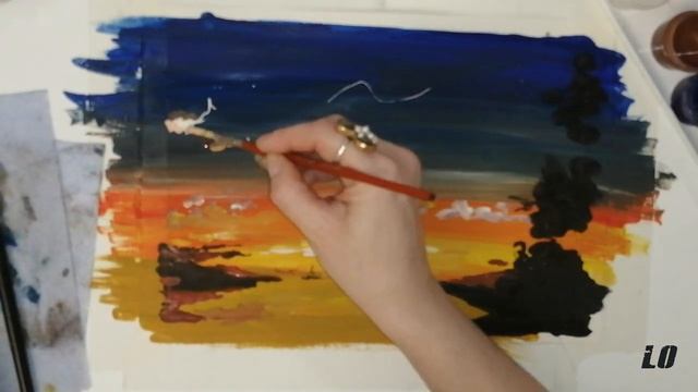 Draw gouache (palm trees). Рисуем гуашью (пальмы). смотреть онлайн