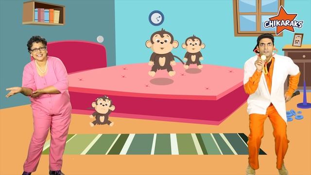 Five Little Monkeys Jumping on the Bed | Nursery Rhymes For Children | Chikaraks смотреть онлайн