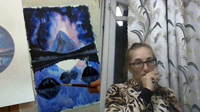 Звездное небо, акварель. смотреть онлайн