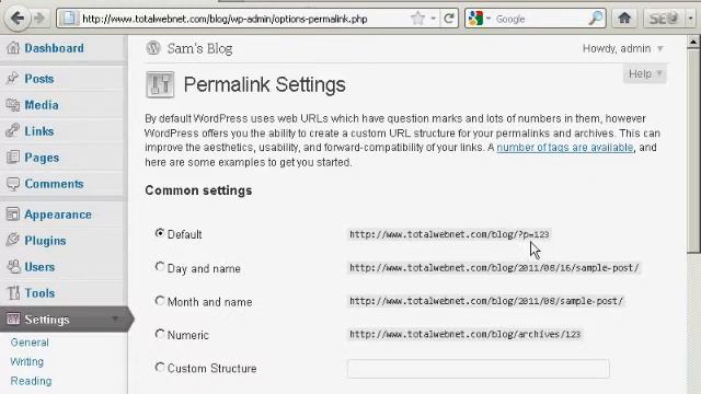 Video Showing How to Change the Permalink Structure of Your WordPress Blog смотреть онлайн