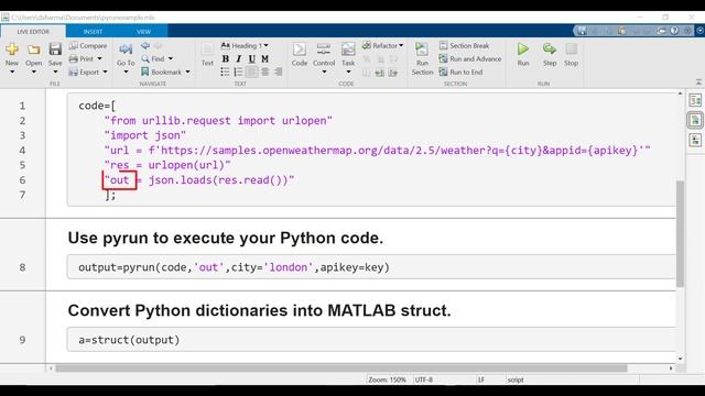 Run Python Commands from MATLAB using the pyrun Function смотреть онлайн