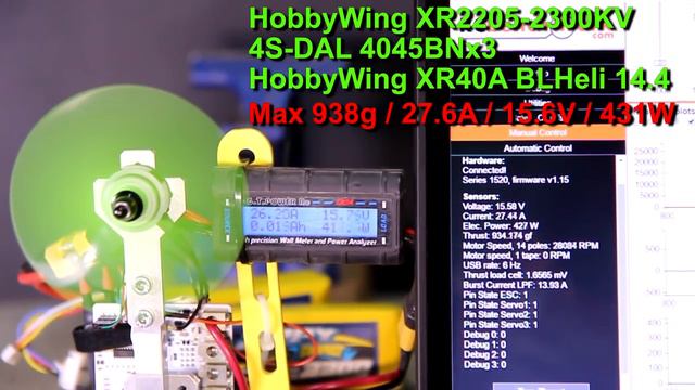 HobbyWing XRotor 2205-2300KV - Static Thrust And KV Test
