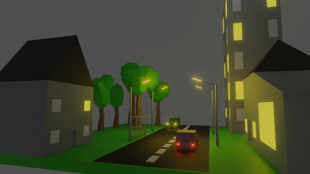 Вечерний город blender 3D смотреть онлайн