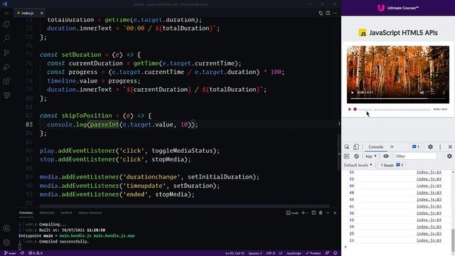 JavaScript HTML5 APIs 026 Scrubbing Duration with -input type=”range”- смотреть онлайн
