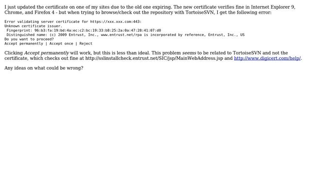 Tortoise SVN Error Validating Server Certificate смотреть онлайн