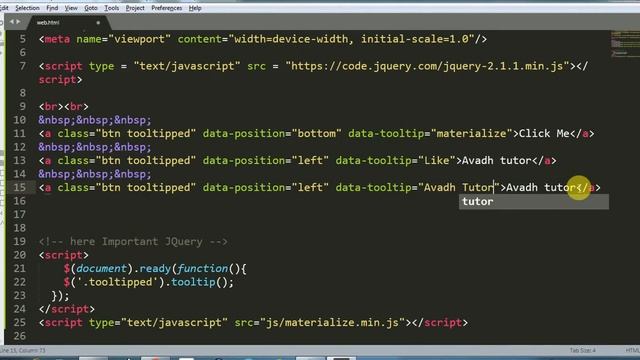 materialize css tooltip || cursor move then display text using materialize css смотреть онлайн